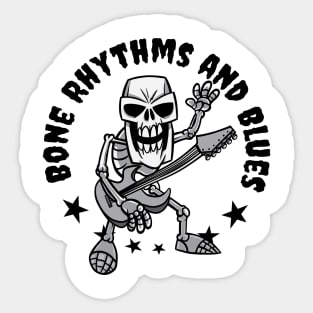 Bone Rhythms and Blues - Skeleton Blues Guitar Player Sticker